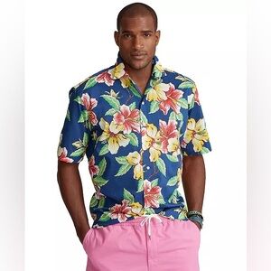 NWT Polo Ralph Lauren Men's Palm Print Hibiscus Vacation Shirt Size XL 2XL NEW